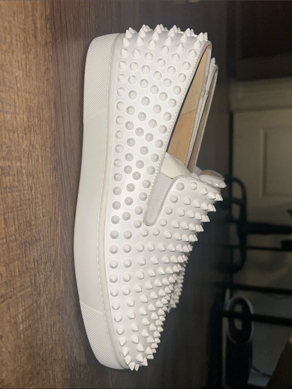 White Studded Slip-On Sneakers - Men's Designer Style